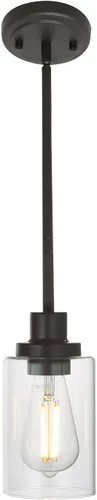 MELUCEE Lámpara colgante de vidrio de 1 luz, estilo Edison industrial, acabado de bronce aceitado, iluminación de isla de cocina, lámpara colgante