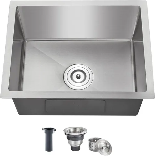 Miniatura 15 de Fregadero de cocina de 20 pulgadas, acero inoxidable SUS304 hecho a mano, fregadero de cocina con colador de fregadero (cepillado), 20 x 16 x 9