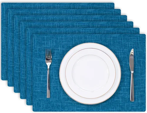 Miniatura 18 de Kevin Textile - Juego de 4 manteles individuales resistentes al calor, lavables, para fiestas, bufé, cenas, 13 x 19 pulgadas, color negro