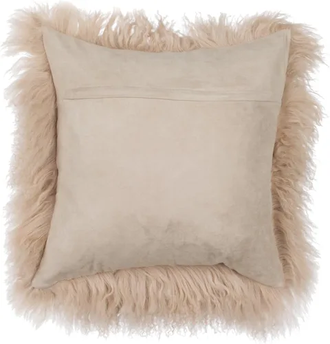 Miniatura 2 de SLPR Almohada de piel de cordero mongol beige de 16 x 16 pulgadas: almohada decorativa neutra para sofá y cama, funda de almohada de piel de oveja