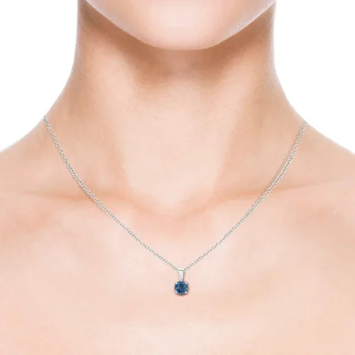 Miniatura 4 de ANGARA Collar con colgante solitario de topacio azul natural de Londres para mujeres, niñas en cadena de plata de ley (grado A tamaño-0.197 in)