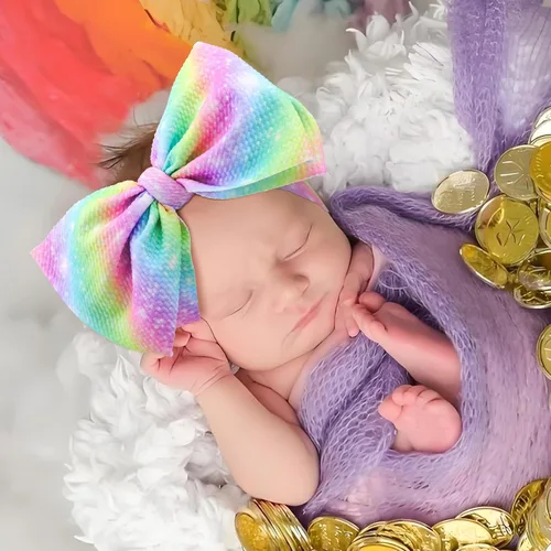 Miniatura 3 de Diademas de arco iris para el pelo para bebés, niñas, 2 unidades, recién nacidos, niños pequeños, accesorios para el cabello, lazo para la cabeza