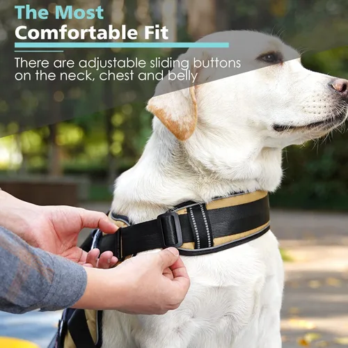Miniatura 3 de Arnés táctico para perro con 7 etiquetas, arnés de entrenamiento para perros con asas dobles de fácil control, arnés de trabajo para perros K9