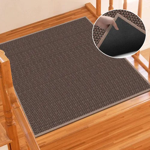 Miniatura 15 de GOYLSER Alfombras de Escalera de Yute Antideslizantes con Respaldo de Goma, 15 Piezas Tapetes Negros para Escaleras de Interiores, Almohadillas