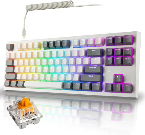 Miniatura 14 de TECWARE Phantom+ 87 Key RGB Mechanical Gaming Keyboard Wraith Brown, Red, Pink and Orange Switch Black, White and Gray