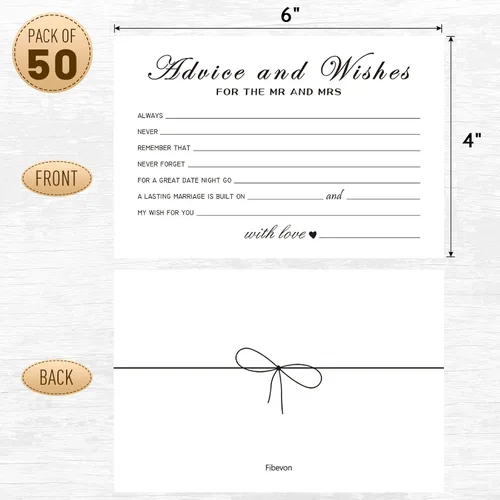 Miniatura 2 de Tarjetas de consejos y deseos para las nuevas parejas, señor y señora, novia y novio, recién casados, 50 tarjetas perfectas de consejos de boda