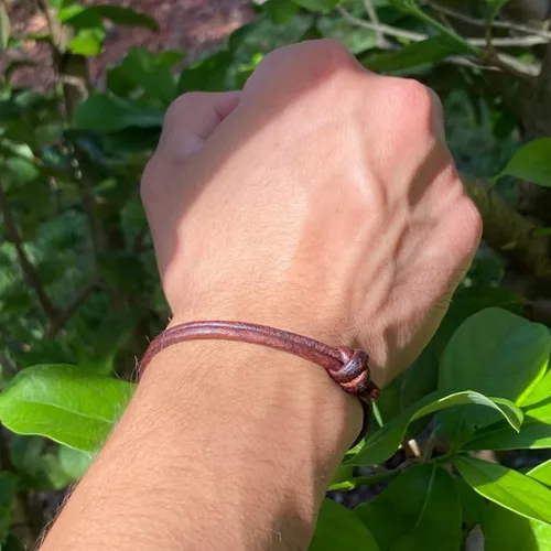 Miniatura 7 de 3 mm Men Genuine Leather Bracelet - Handmade Adjustable Cuff, Mens Minimalism Leather Wrap Wristband, Simple Accessories, Premium Leather, Women