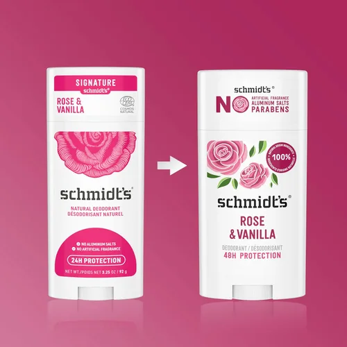 Miniatura 6 de Schmidt's Desodorante vegano sin aluminio rosa y vainilla con protección contra olores las 24 horas para mujeres y hombres, ingredientes naturales