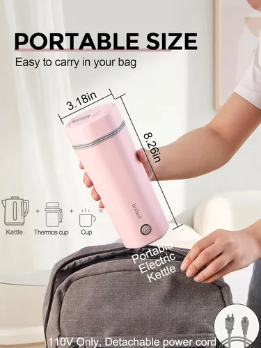 Miniatura 3 de Hervidor eléctrico de viaje pequeño de acero inoxidable - Hervidor eléctrico portátil para agua hirviendo - Hervidor de té de viaje apagado
