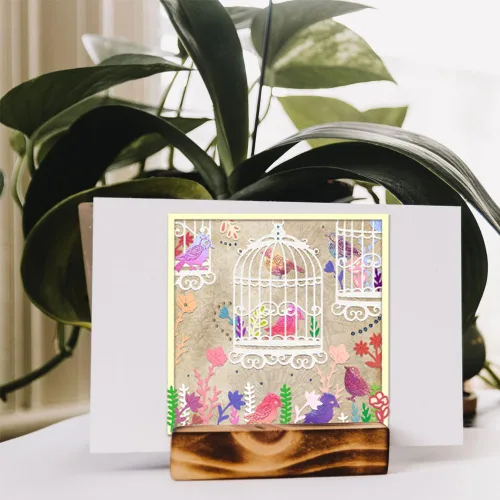 Miniatura 7 de BENECREAT Jaula de pájaros con plantillas de troqueles de corte de acero al carbono con flores, plantillas de troqueles de corte de metal