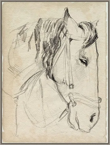 Miniatura 19 de Amanti Art Lienzo enmarcado para pared, diseño de caballo en brida, 24 x 18 pulgadas, boceto I de Jennifer Paxton Parker, lienzo enmarcado