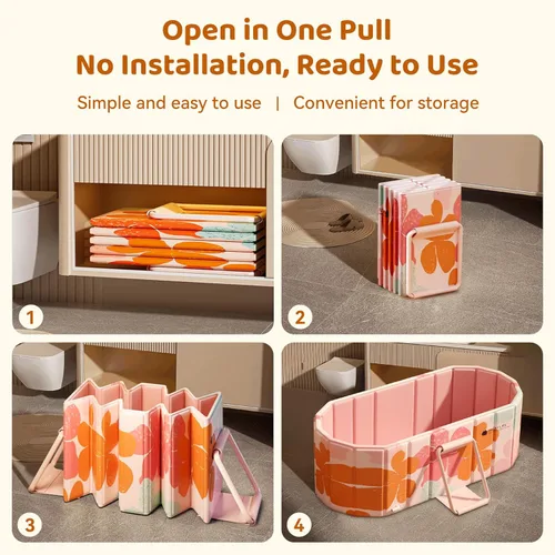 Miniatura 9 de Bañera Plegable Portátil, Bañera Independiente Sin Instalación, Bañera de Remojo SPA para Baño, Cabina de Ducha Plegable para Baños Calientes y Rosa