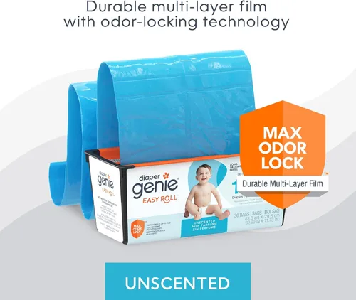 Miniatura 2 de Diaper Genie Recarga fácil de enrollar 30 bolsas por recambio Capacidad para hasta 1410 pañales para recién nacidos Control de olores Bolsas