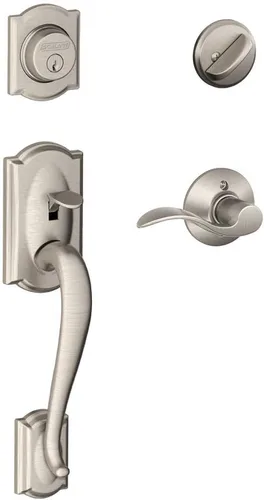 Miniatura 20 de Schlage F60 V CAM 716 ACC - Juego de manijas para puerta de entrada con manija Accent, diseño Camelot, cerradura de entrada con llave de lado único