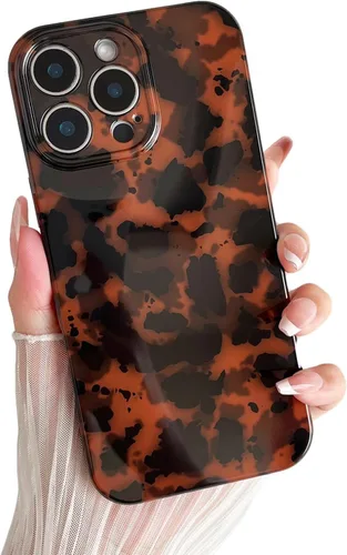 Miniatura 13 de Huahuacase Funda compatible con iPhone 11, diseño de caparazón de tortuga, retro, ámbar y marrón, estampado de guepardo leopardo, funda protectora