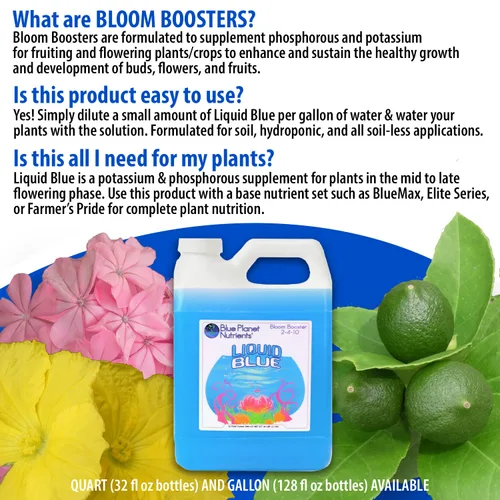 Miniatura 4 de Bloom Booster Fertilizante líquido PK Enhancer - Blue Planet Nutrients Liquid Blue para flores y rendimientos más grandes - galón