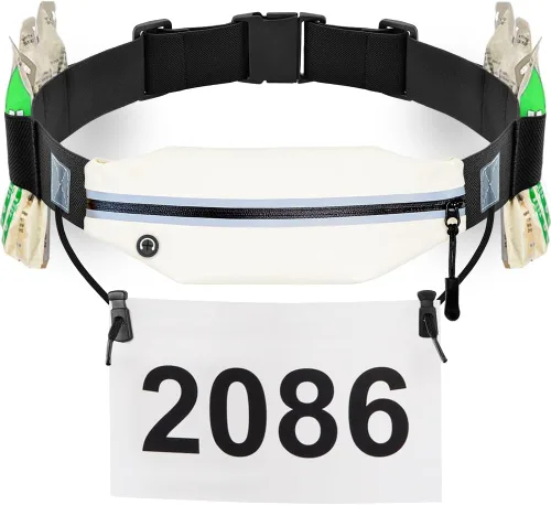 Miniatura 8 de RJ-Sport Cinturón de triatlón con bolsa, soporte para babero con número de carrera con 6 trabillas de gel, ideal para correr, ciclismo y maratón 01