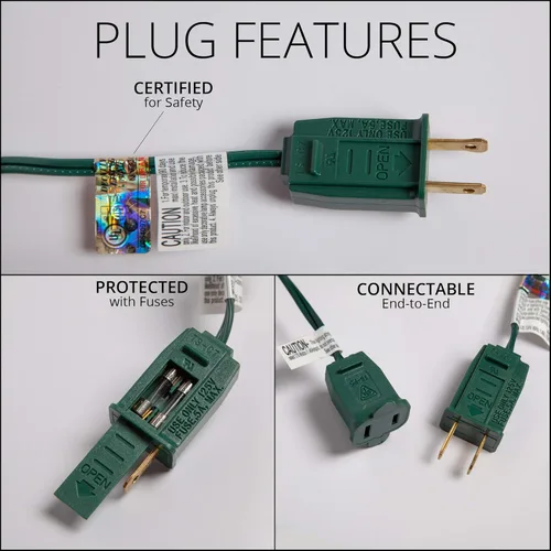 Miniatura 7 de Wintergreen Lighting C7 OptiCore - Luces de Navidad comerciales – Bombillas LED resistentes en cable verde (100 luces, 100 pies, verde/blanco frío)