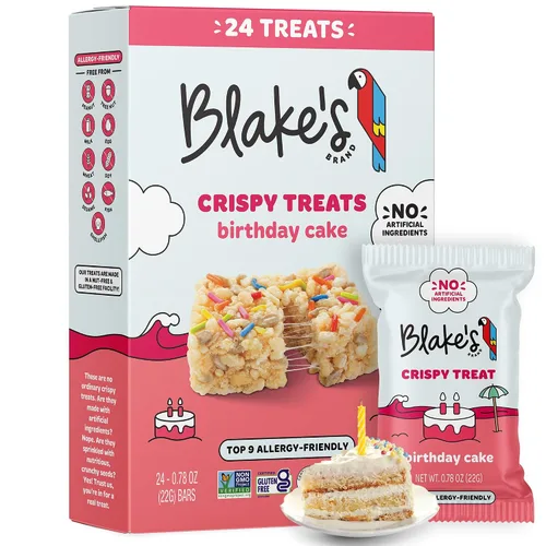 Miniatura 13 de Blake’s Seed Based, Birthday Cake - Golosinas de arroz crujiente sabor a torta de cumpleaños, sin nueces, gluten, lácteos, ni soya; snack saludable