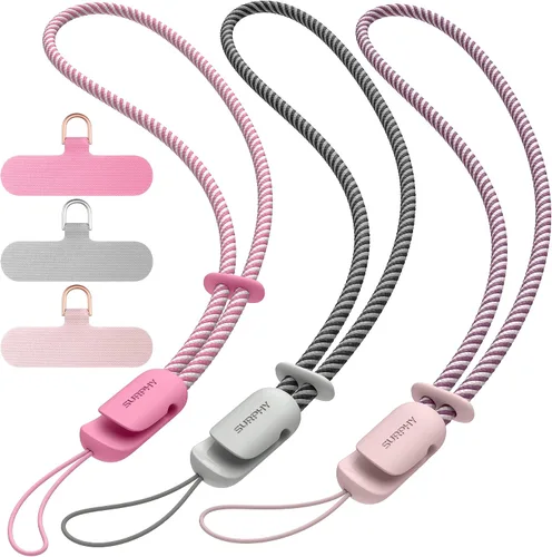 Miniatura 8 de SURPHY Paquete de 3 correas de muñeca para teléfono con lengüeta de sujeción para teléfono celular, correa para teléfono celular, correa para A