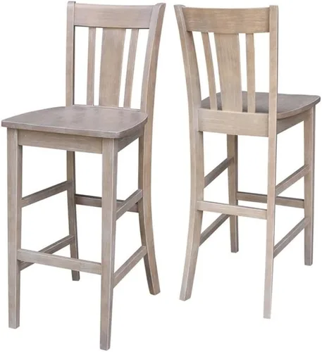 Miniatura 5 de Taburete de comedor de madera maciza San Remo - Altura del asiento de 24 pulgadas, sin terminar