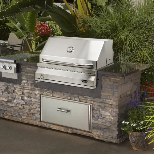 Miniatura 8 de Hygrill - Cabezal de parrilla de carbón para cocina al aire libre, parrilla integrada de acero inoxidable de 32 pulgadas con capucha aislada