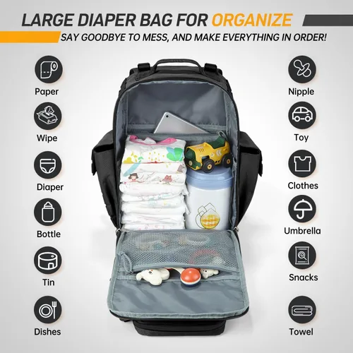 Miniatura 3 de SHARKMOUTH - Bolsa de pañales para papá para hombre, mochila militar para bebé con parches para senderismo, viajes, viajes de campamento, regalos
