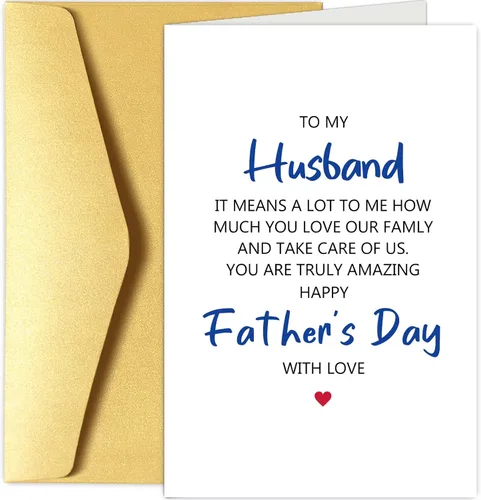Chenive Tarjeta del día del padre para marido de esposa, romántica tarjeta feliz del día del padre para él, cuánto amas a nuestra familia y cuida de