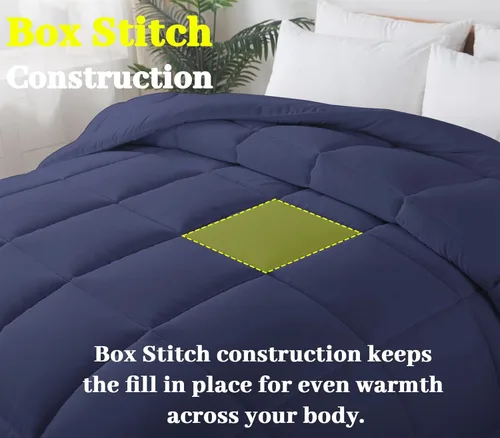 Miniatura 3 de BedTreat - Edredón tamaño queen con inserto de plumón alternativo, acolchado para todas las estaciones, con pestañas en las esquinas, edredón de Azul