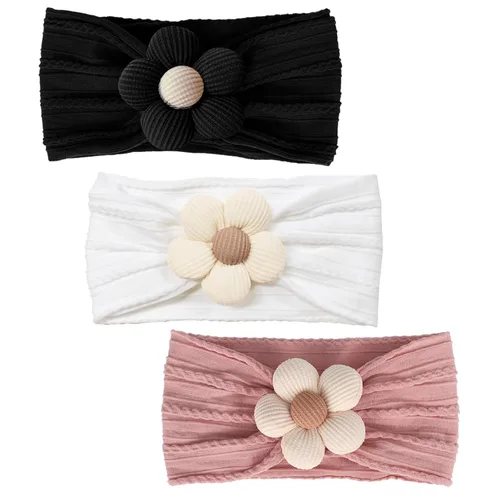 Miniatura 10 de MIUXUESO 3 Piezas Diademas de Flores para Bebé Diademas de Nylon para Niñas Bebé Diademas Suaves Accesorios para el Cabello para Recién Nacidos