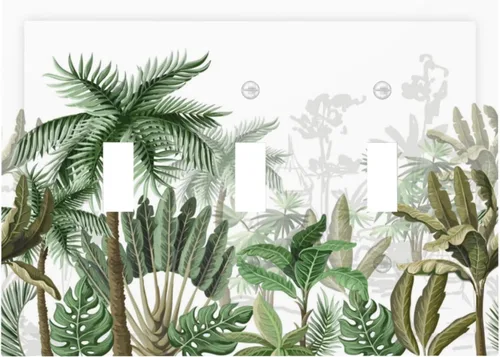 Miniatura 40 de Hojas de eucalipto, vegetación, flores de vid, sencillez, cubiertas decorativas de salida de 1 pandilla, placa de pared para interruptor de luz