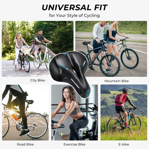 Miniatura 7 de YOUNGDO Asiento de bicicleta, cómodo y ancho para bicicleta de carretera, asiento de bicicleta de montaña transpirable, adecuado para bicicleta