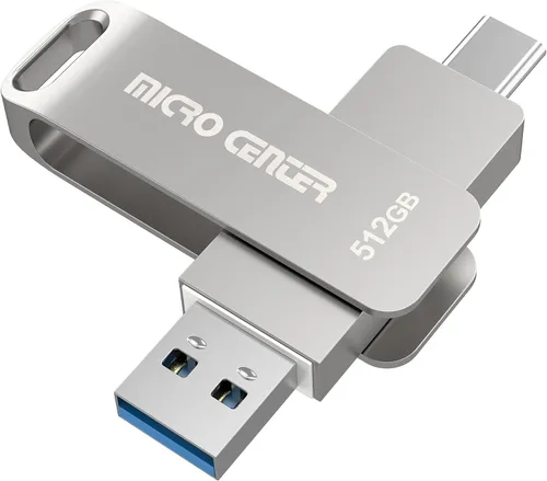 Miniatura 12 de Micro Center SuperSpeed - Paquete de 5 unidades de 128 GB USB 3.2 Gen 1 Tipo-C, OTG tipo A, unidad flash giratoria de metal para almacenamiento