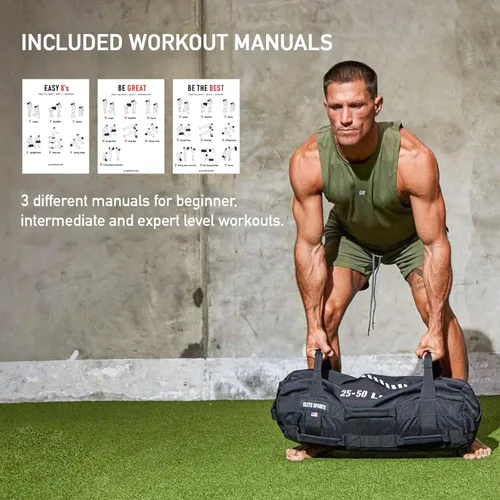 Miniatura 3 de Elite Sports Saco de Arena para Entrenamiento Versátil e Intensivo de Músculos del Core, Entrenamiento de Fuerza con Colocación Estratégica de Asas
