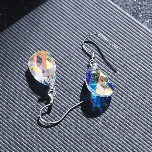 Miniatura 22 de Aretes colgantes de cristal austriaco con forma de lágrima para mujer, joyería hipoalergénica de plata de ley 925