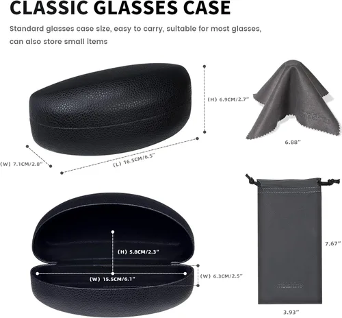 Miniatura 3 de molshine Funda rígida para gafas de sol, funda clásica grande para lentes de sol, lentes con paño de limpieza, bolsa