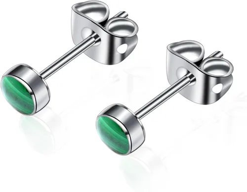 Titanium Stud Earrings for Women Girls Earrings 4mm Natural Stone Gemstones Hypoallergenic Earrings Nickel Free Black Onyx Earrings for Women