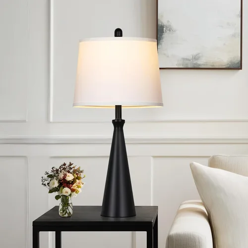 Miniatura 6 de Rinweey 28" Black Touch Table Lamp with USB A+C Ports, 3-Way Dimmable Bedroom Lamp for Night Stand, Tall Modern Touch Lamp for Living Room End