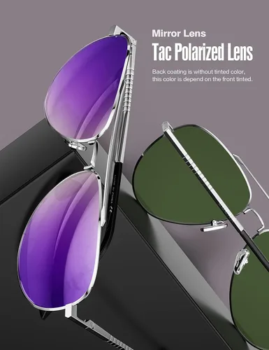 Miniatura 24 de LUENX, Aviator - Gafas de sol polarizadas, para hombres y mujeres, protección UV 400, con funda 60MM