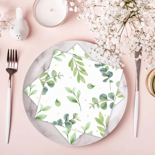 Miniatura 4 de 50 servilletas de papel de eucalipto, color verde salvia, decoración de fiesta de cumpleaños, servilletas de postre desechables con temática