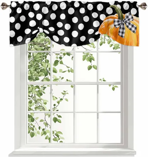 Miniatura 14 de Autumn Home - Cortina de cenefas para cocina, cafetería, corona de hojas de arce, cenefa de ventana de hojas de otoño, 1 panel de cortinas cortas