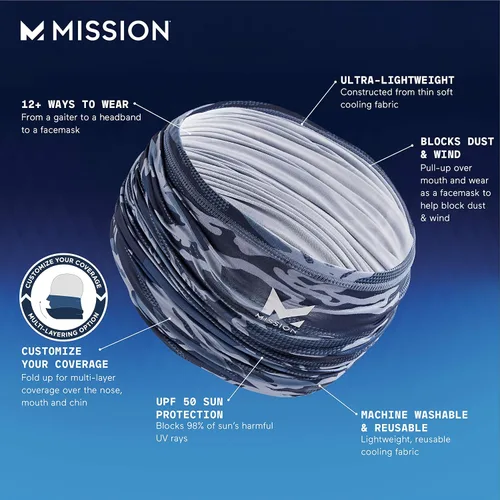 Miniatura 3 de MISSION Cooling Neck Gaiter 12 Ways To Wears Face Mask UPF 50 Cools when Wet