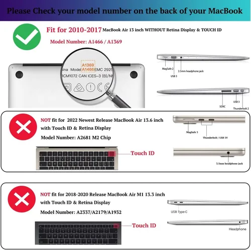 Miniatura 2 de CISSOOK Compatible con modelos de fundas para MacBook Air de 13 pulgadas: A1369 y A1466, versión anterior 2010-2017, carcasa rígida de plástico