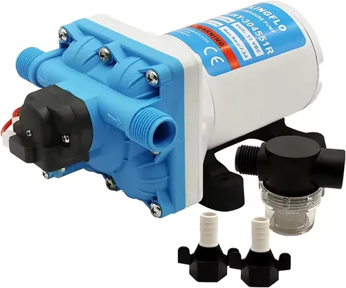 Miniatura 12 de Bomba de agua RV de 12 V CC, 3.0 GPM, bomba de diafragma de 45 PSI autocebante bajo demanda interruptor de presión integrado para barco, marina