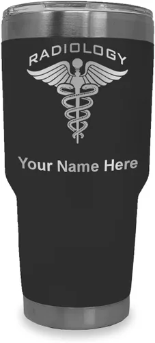 Miniatura 30 de LaserGram Vaso aislado al vacío de 20 onzas, radiología, grabado personalizado incluido (azul claro)