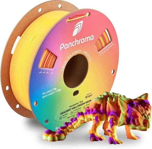 Panchroma - Filamento de impresión 3D de ácido poliláctico (PLA) en degradado de Halloween, naranja, amarillo y magenta, 0.069 in, carrete de 2.2