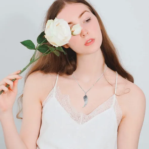 Miniatura 6 de LOOVE Collar de alas de ángel de plata de ley 925 colgante de ángel de la guarda regalo de joyería de ángel para mujeres niñas y hombres Plata
