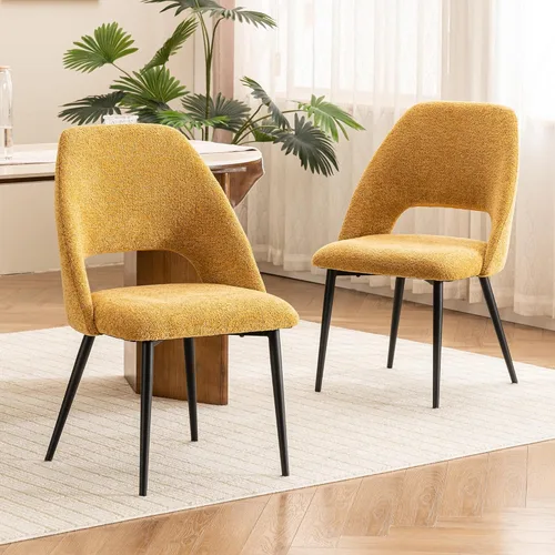 Miniatura 28 de Rowill Juego de 2 sillas de comedor tapizadas de mediados de siglo, modernas sillas de comedor, sillas de cocina, sillas decorativas con patas