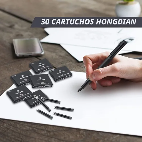 Miniatura 6 de Cartuchos de tinta para pluma estilográfica Asvine color negro, juego de 30 recambios de tinta, diámetro de orificio de 3.4 mm