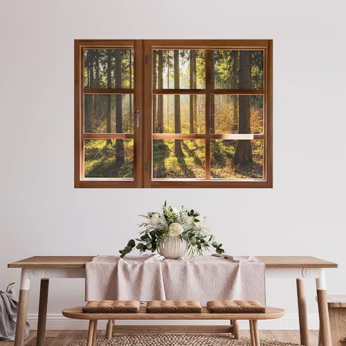 Miniatura 28 de SIGNWIN Adhesivo de pared removible/mural de pared para ventana, vegetación exuberante y árboles iluminados por el sol, fotografía, realismo